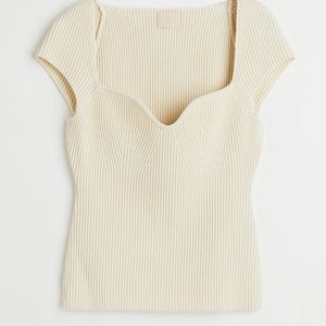 H&M Rib-knit top cream NWOT